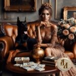 woman, beautiful, dog, money, luxury