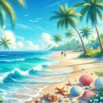 Лето, пляж, море, пальмы, картина, репродукция, арт лабаз