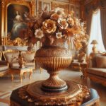 Цветы, ваза, золото, лакшери, натюрморт