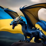 Дракон, Украина, Флаг, картина, наклейка, репродукция, магнитик, арт лабаз