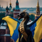 Дракон, Украина, Флаг, картина, наклейка, репродукция, магнитик, арт лабаз